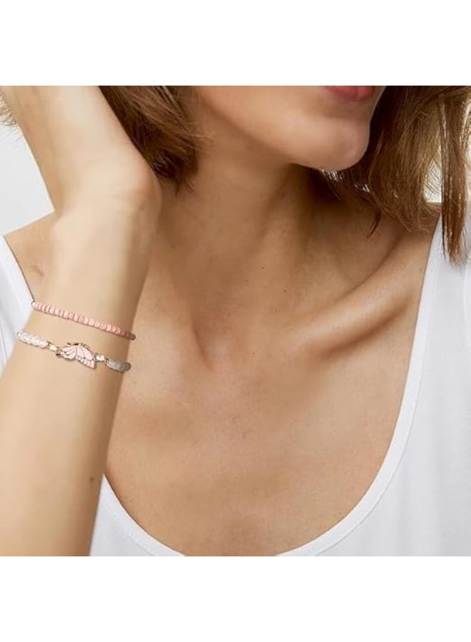 CLENEA BFF Bracelets for 2, Butterfly Matching Bracelets, Set of 4 Adjustable Strand, Best Friends Bracelet, Friendship Bracelets, Braided Rope, Jewelry Gifts, for Teen Girls Women Couples, Pink and White - Image 3